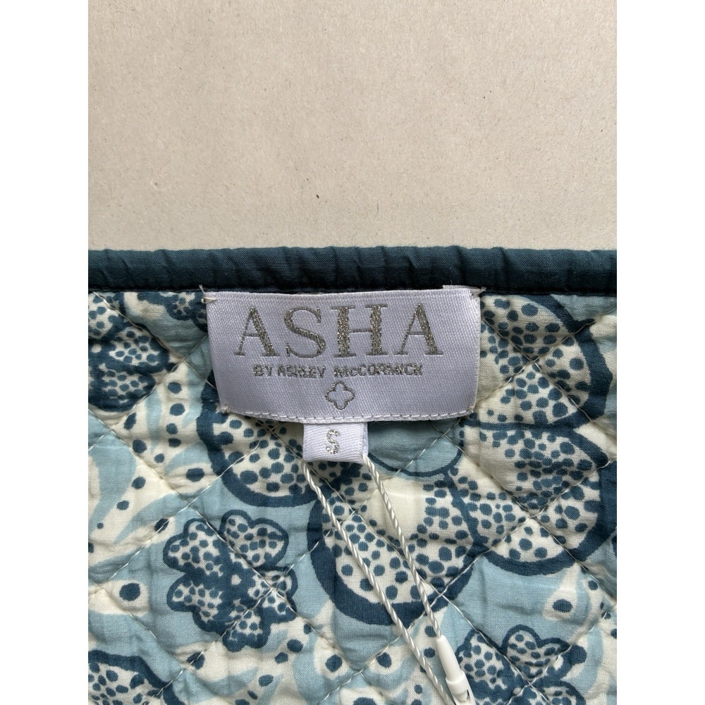 New! Asha Blue Ines Quilted Wrap Mini Skirt Sz Small Boho Cotton MSRP $250 - Picture 4 of 9